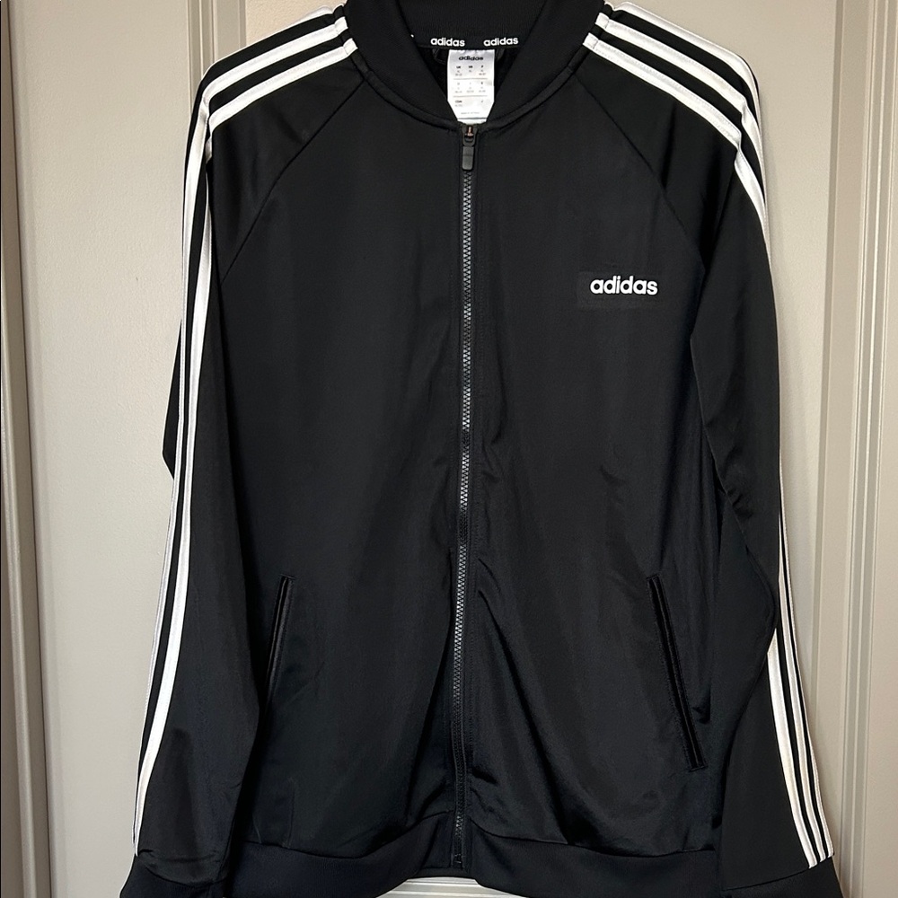 Adidas Women's Black Bomber Jacket with White Accents